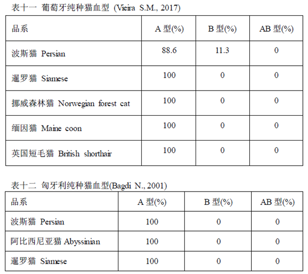 猫血型介绍及检测